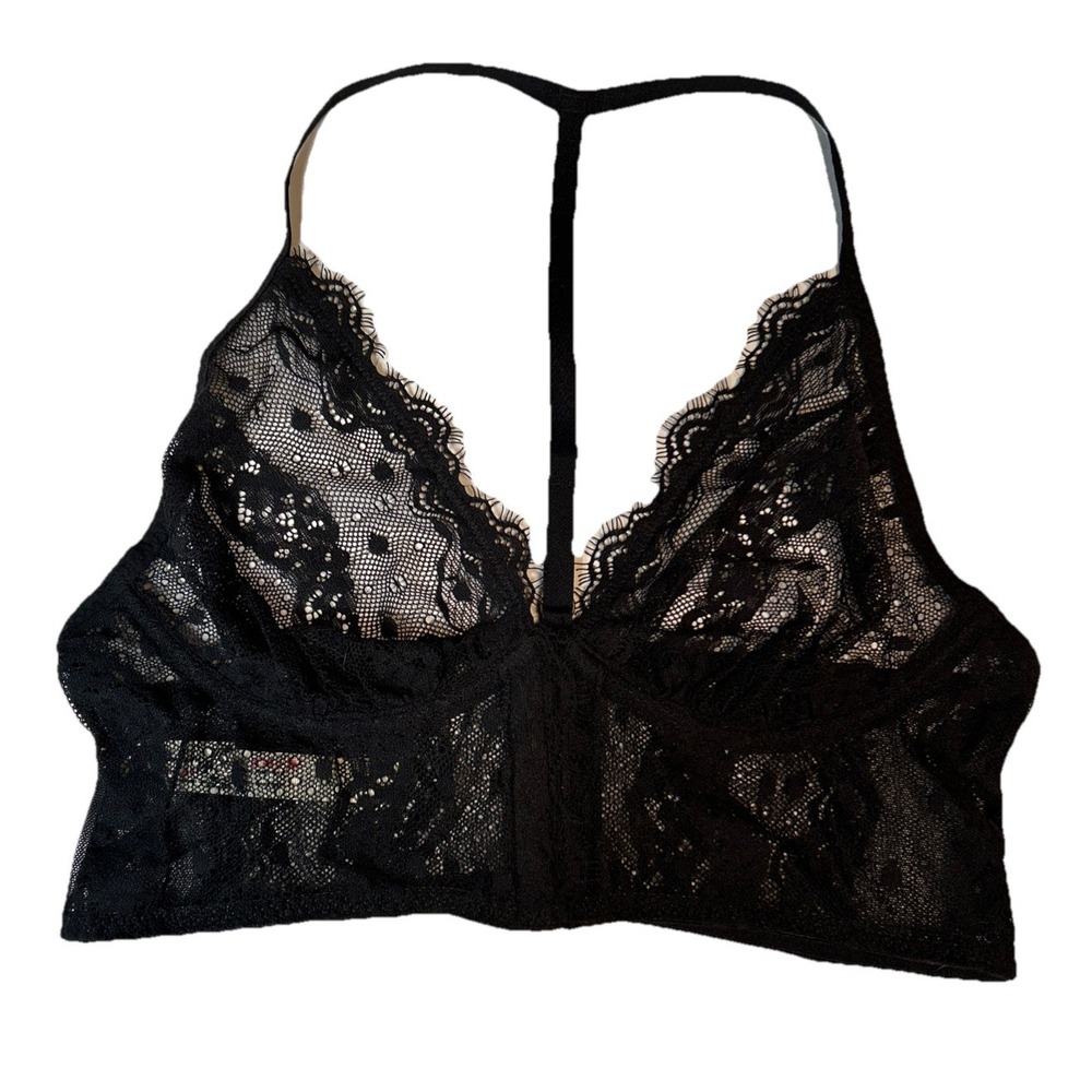 Intimately Free People Lennox Longline Lace Bra Black‎ Sz Medium Retail: $48 NWT